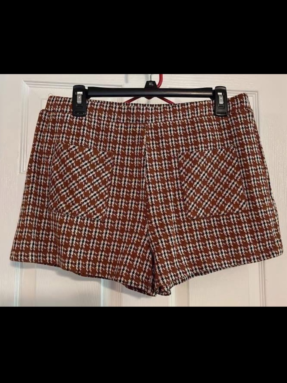 Women's Plaid Tweed Shorts in Rust